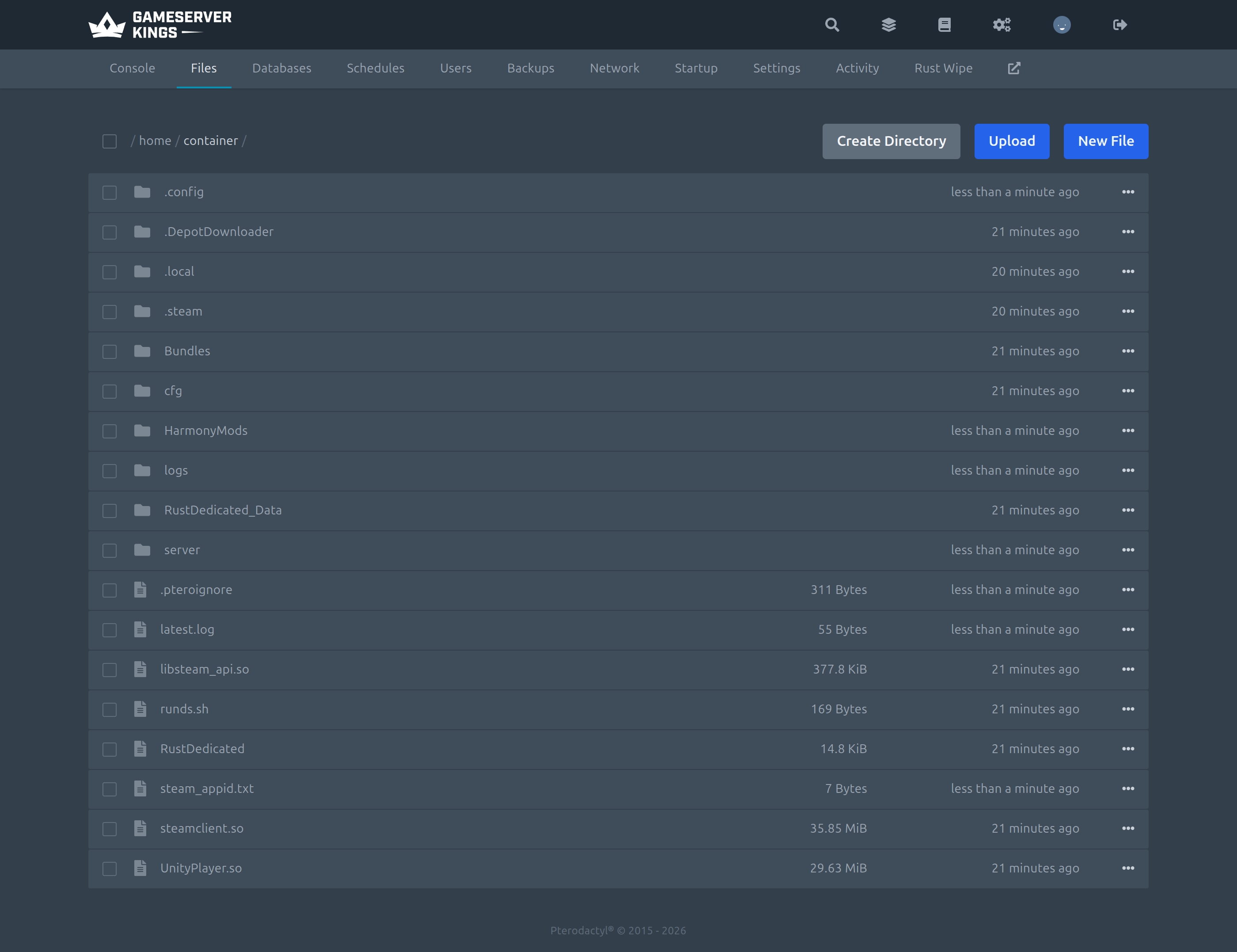 GameServerKings control panel: Full File Manager