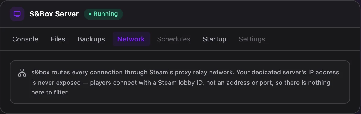 s&box game panel — network & allocations