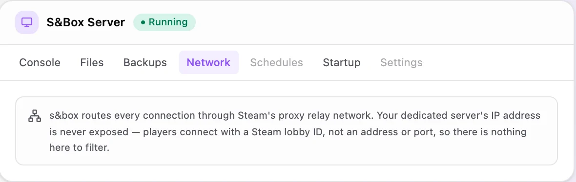 s&box game panel — network & allocations